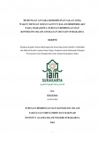 Hubungan Antara Kedisiplinan Salat Lima Waktu dengan Sopan Santun dalam Berperilaku Pada Mahasiswa Jurusan BKI Angkatan 2013 IAIN Surakarta