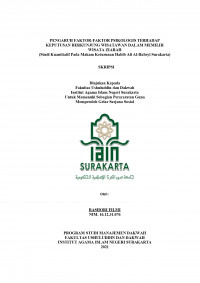 PENGARUH FAKTOR-FAKTOR PSIKOLOGIS TERHADAP KEPUTUSAN BERKUNJUNG WISATAWAN DALAM MEMILIH WISATA ZIARAH (Studi Kuantitatif Pada Makam Habib Ali Al-Habsyi Surakarta)